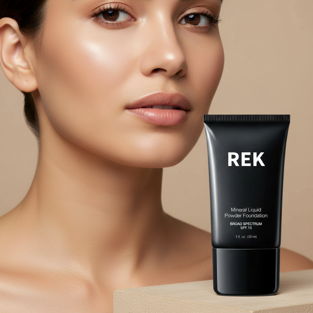 Light Nude | Mineral Liquid Powder Foundation with SPF 15 | REK Cosmetics