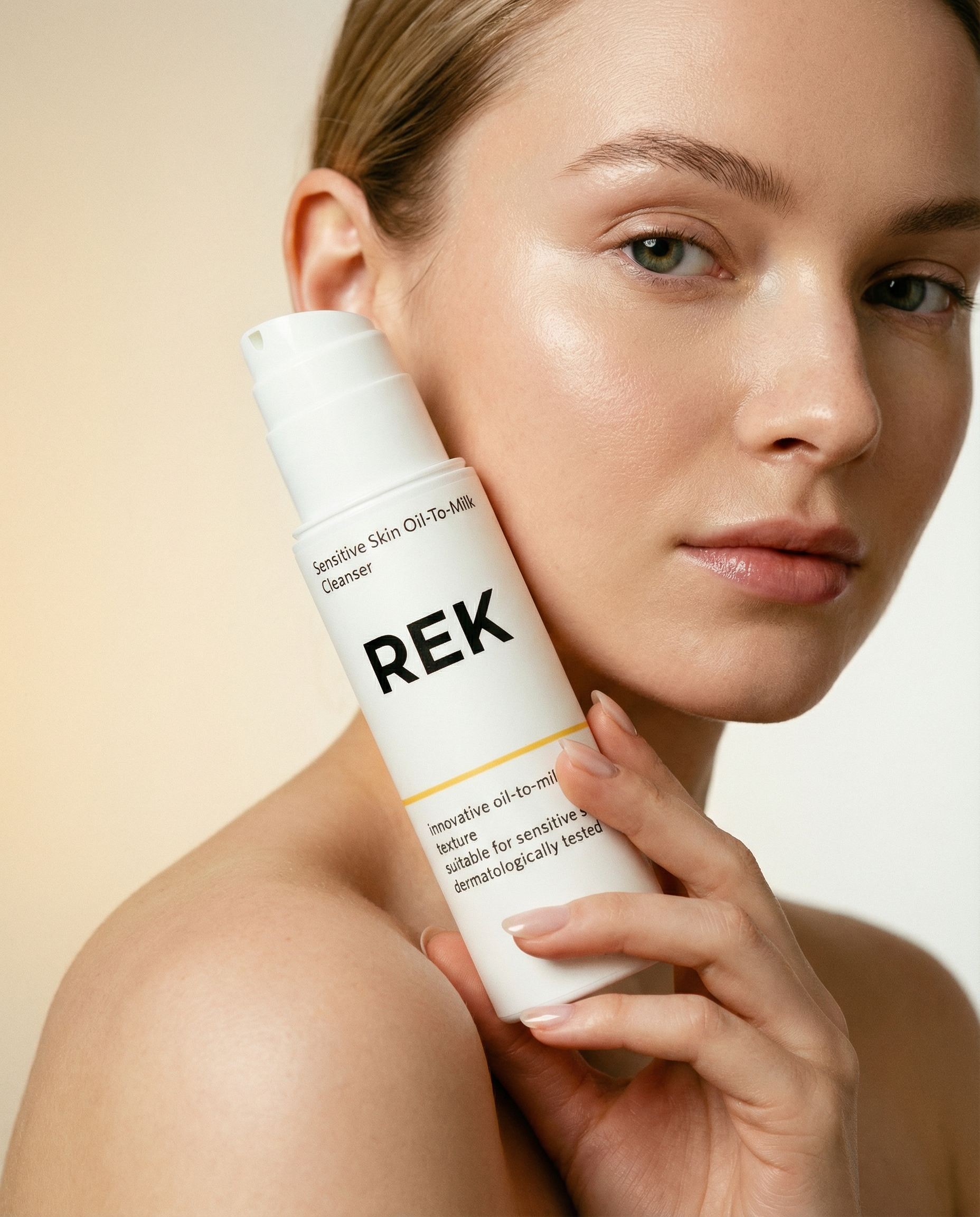 Oil-to-milk cleanser designed for sensitive skin, offering gentle and effective facial cleansing.