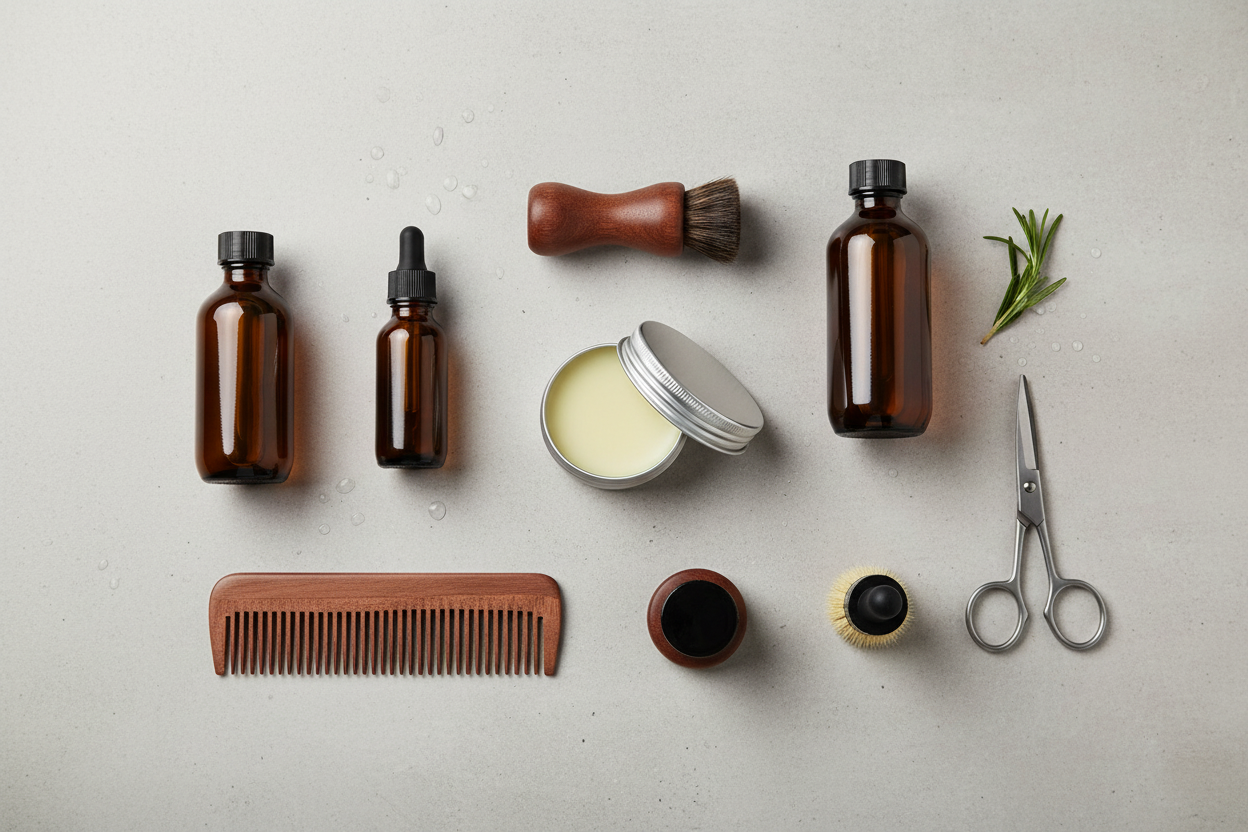 Beard Balm - Grooming Routine Flat Lay