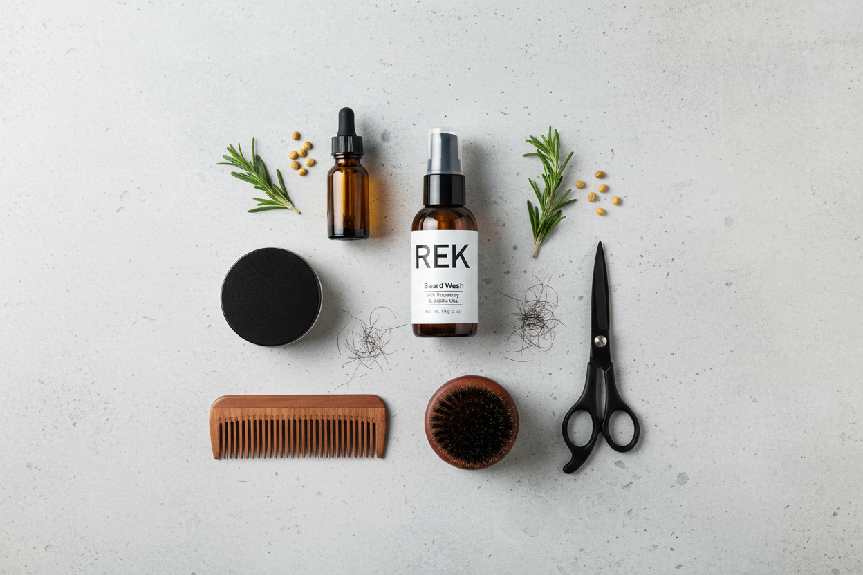 Beard Wash - Grooming Routine Flat Lay