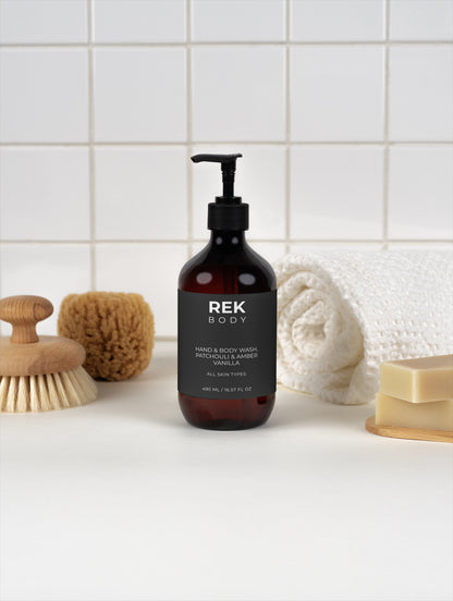REK BODY Hand & Body Wash – Patchouli & Amber Vanilla
