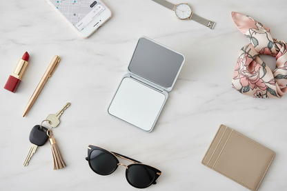 Compact Mirror - Purse Essentials Flat Lay