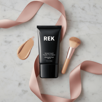 Light Nude | Mineral Liquid Powder Foundation with SPF 15 | REK Cosmetics | Luxury Clean Beauty by REK Cosmetics
