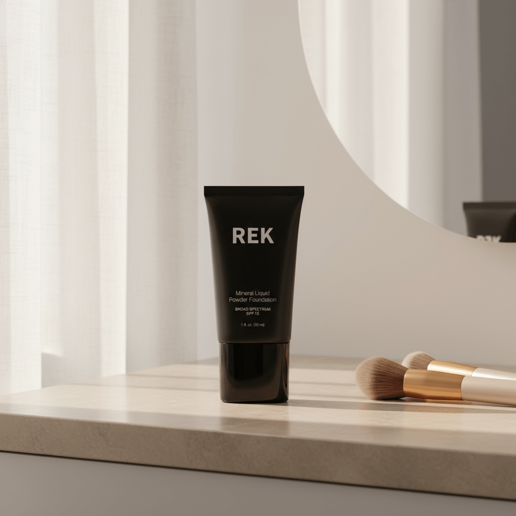 Light Nude | Mineral Liquid Powder Foundation with SPF 15 | REK Cosmetics | Luxury Clean Beauty by REK Cosmetics