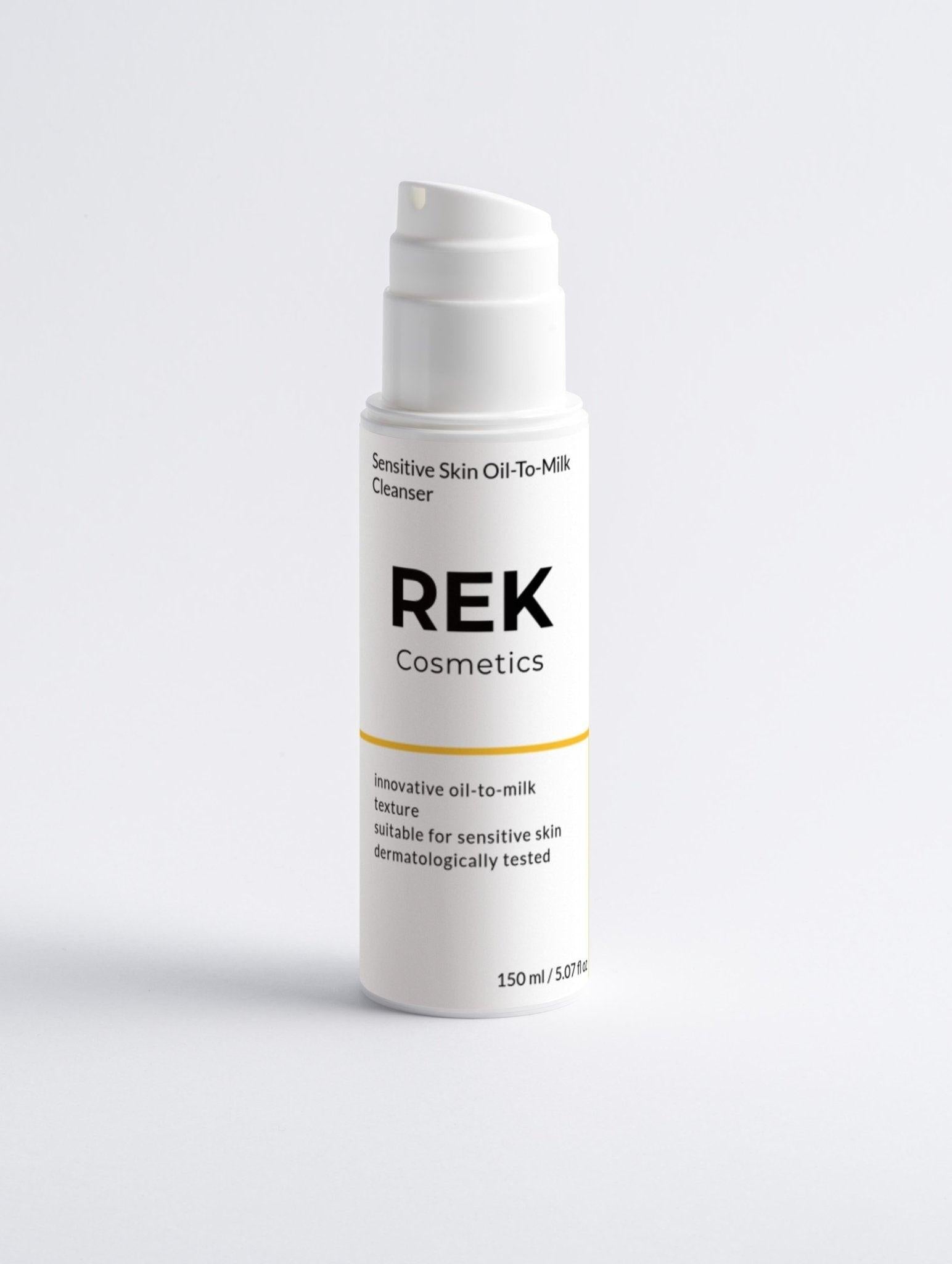 Oil-to-milk cleanser designed for sensitive skin, offering gentle and effective facial cleansing.