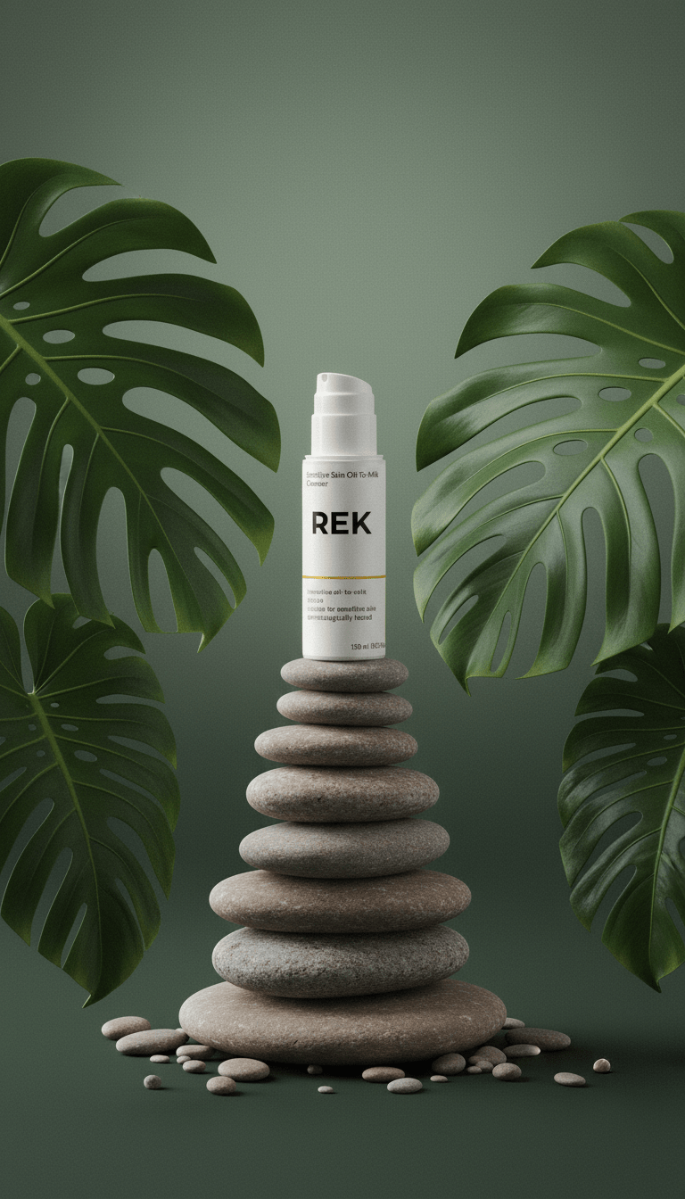Oil-to-milk cleanser designed for sensitive skin, offering gentle and effective facial cleansing.