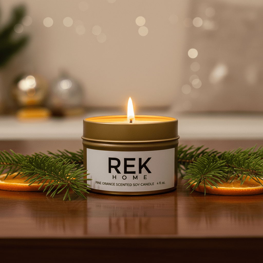 Pine Orange Soy Candle | Luxury Clean Beauty by REK Cosmetics