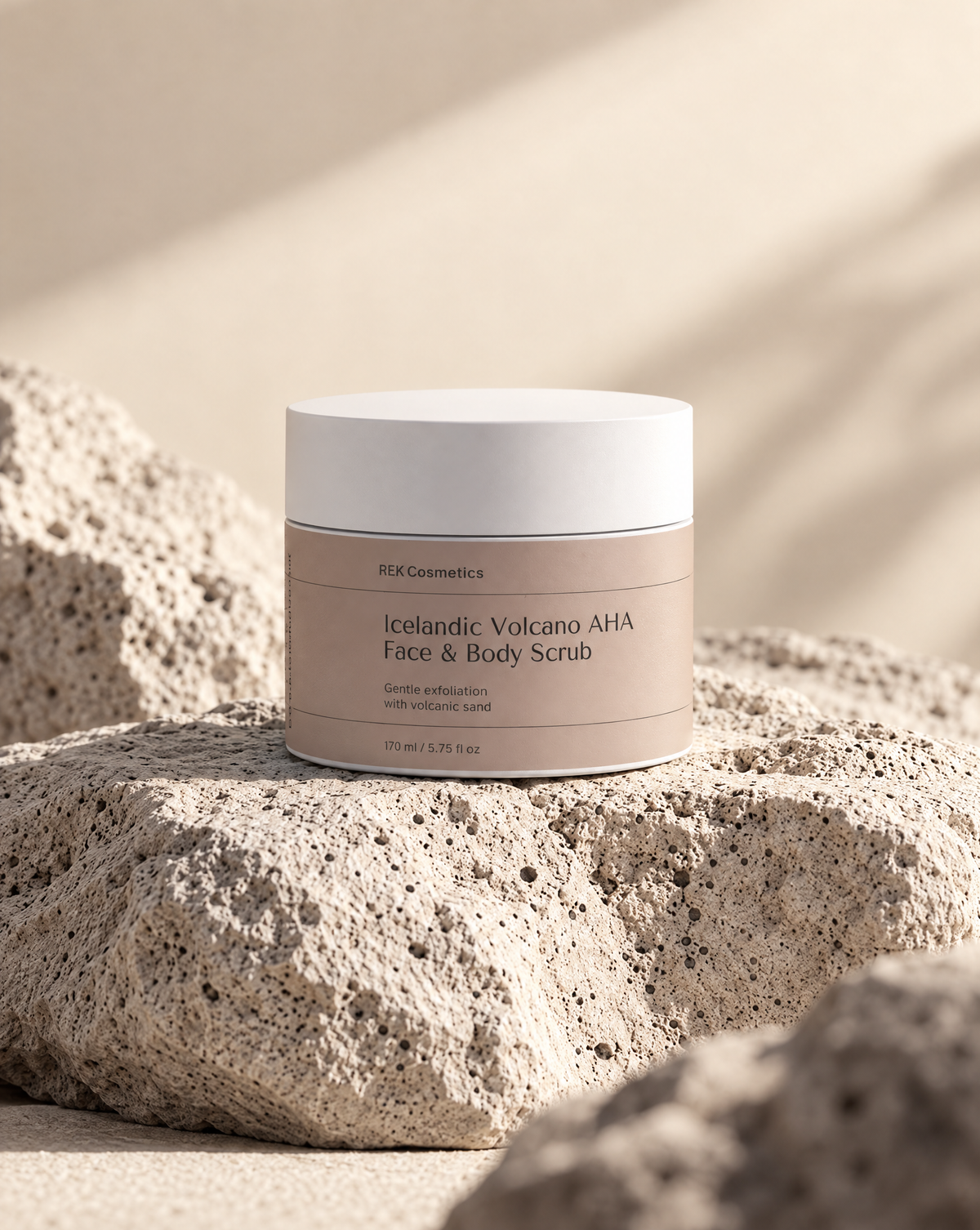 REK Icelandic Volcano Scrub hero luxury product photography