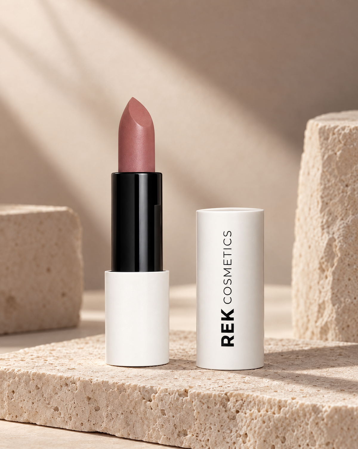 REK Cosmetics lipstick hero editorial product photograph